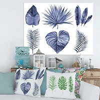 Designart - Tropical Blue Watercolour Leaves IV