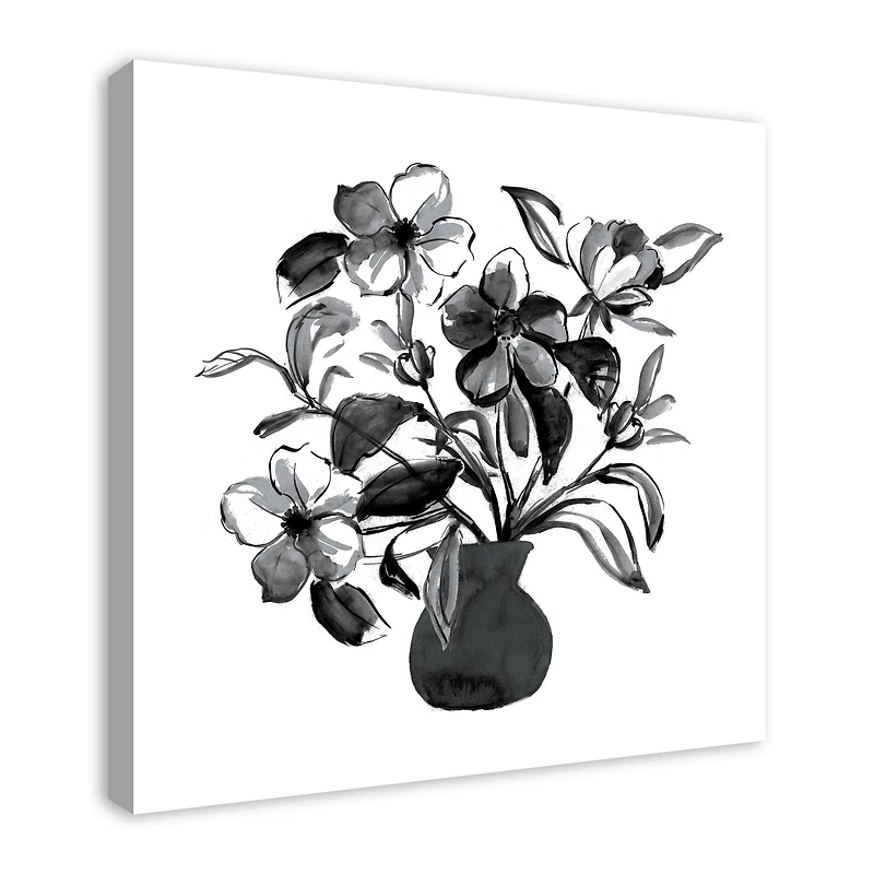 Monochromatic Floral IV 30" x 30" Canvas Wall Art