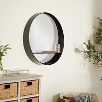 Black Iron Contemporary Wall Mirror, 24" x 24" x 5"