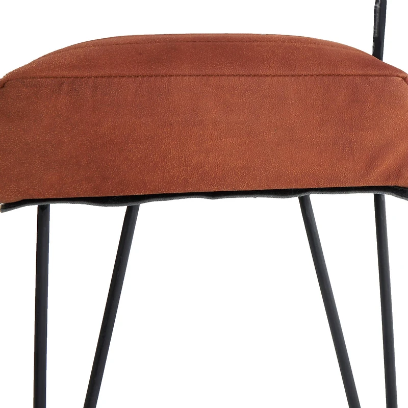 4ft. Brown Leather Upholstered Bench with Hairpin Legs