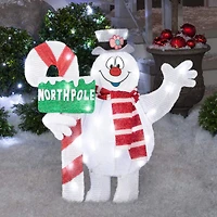 28" 3D Holiday Lighted Frosty with Candy Cane Tinsel Sculpture