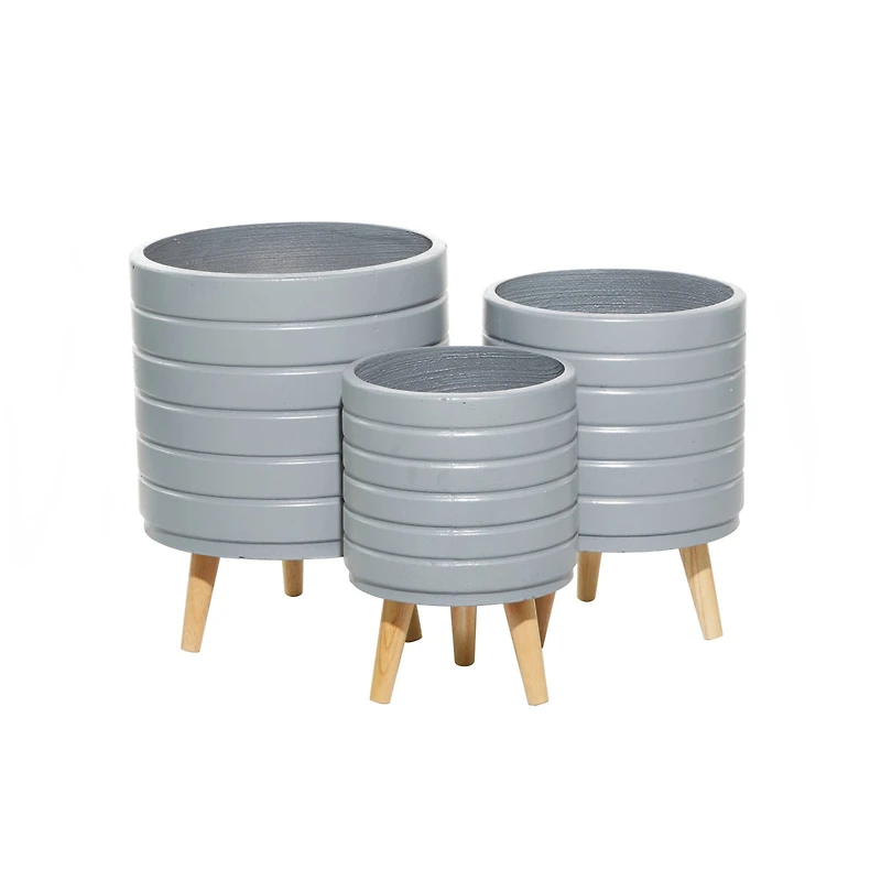 Set of 3 Grey MgO Contemporary Planter 14", 16", 18"
