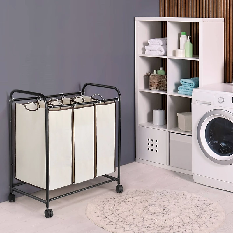 NEX™ 30" Brown Removable 3-Bag Laundry Sorter