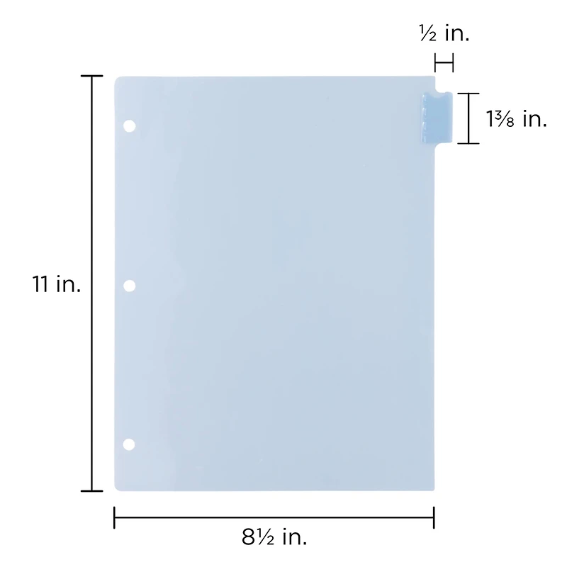 JAM Paper 8.5" x 11" 8-Tab Plastic Index Tab Dividers, 6 Pack