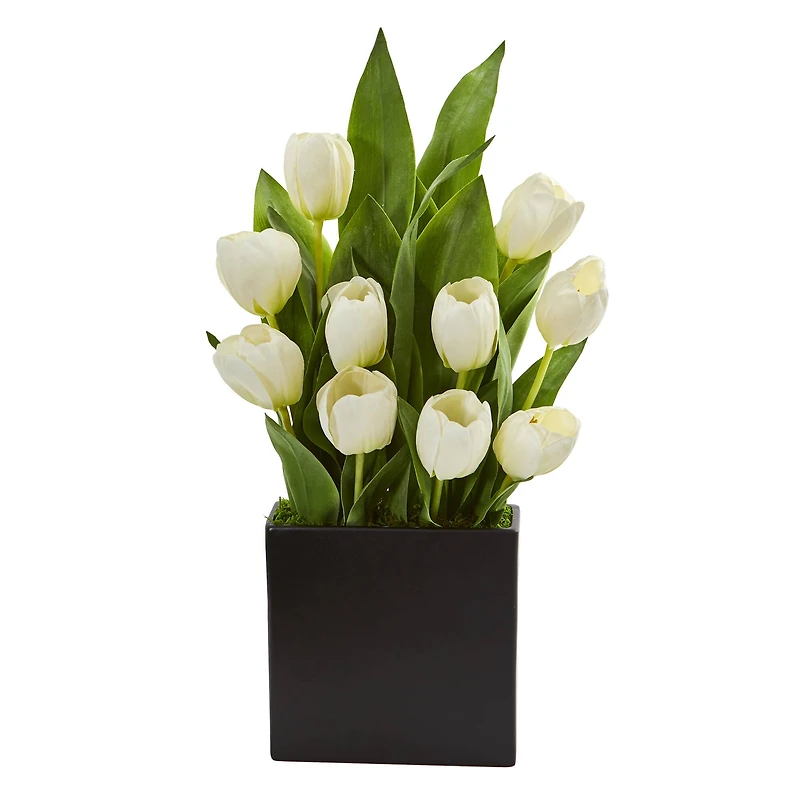 21" Tulip Arrangement in Black Vase