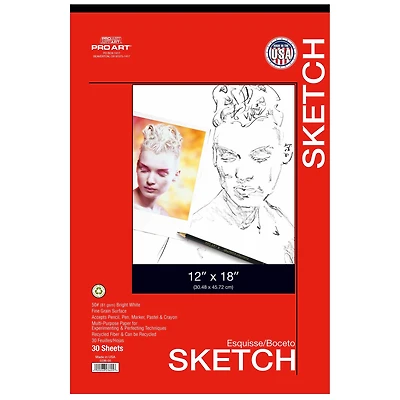 Pro Art® Taped Sketch Pad, 12" x 18"