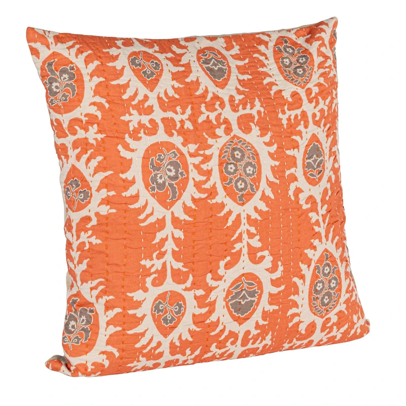 Hello Honey® 20" Orange Oval & Floral Accent Pillow