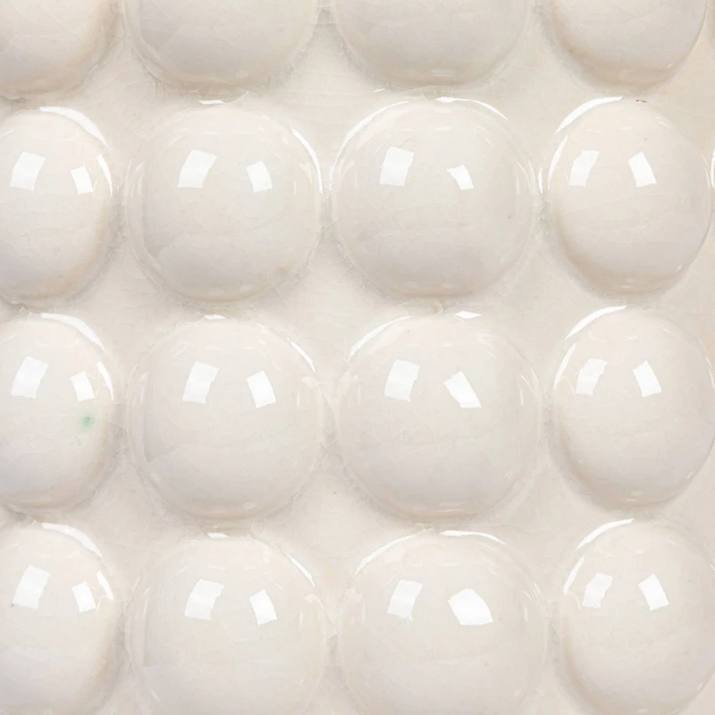 Hello Honey® White Raised Dots Stoneware Canister with Acacia Wood Lid