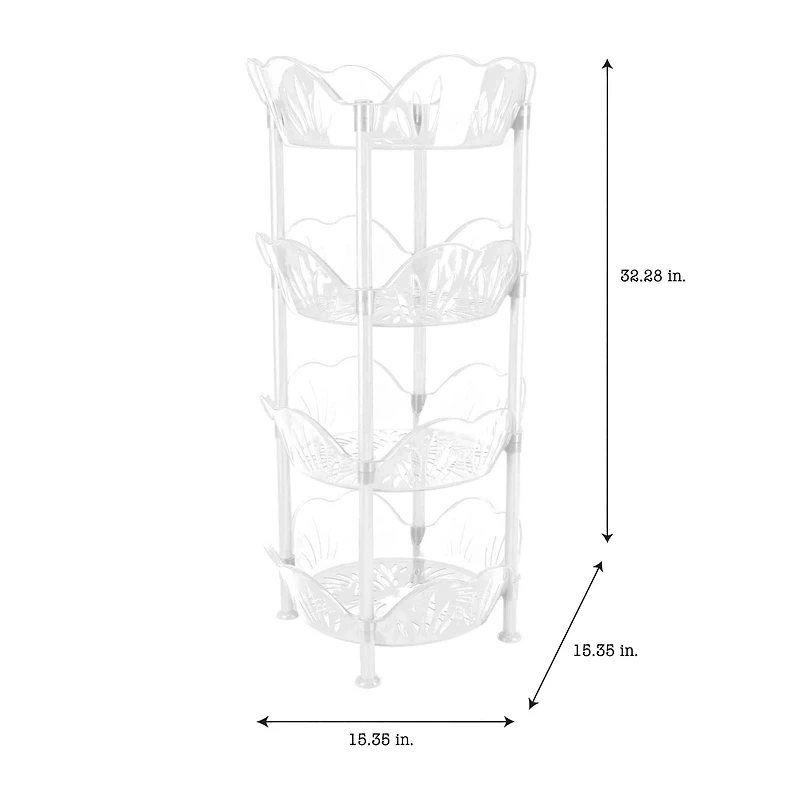 Kitchen Details White 4-Tier Large Basket Shelf