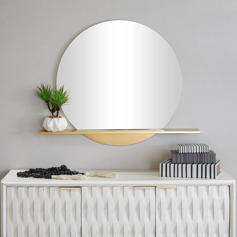 Gold Metal Glam Wall Mirror, 35" x 4" x 28"