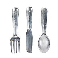 Silver Aluminum Utensils Wall Decor Set
