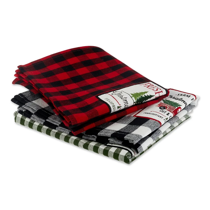 DII® Christmas Tree Farm Embellished Dishtowels Set