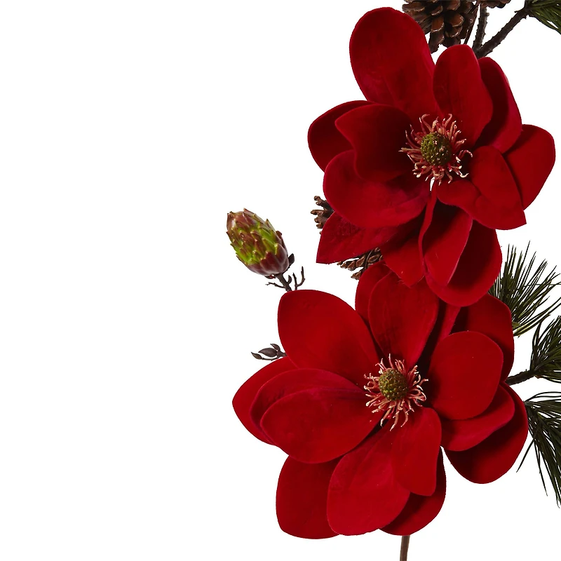 Red Magnolia & Pine Pick, 2ct.