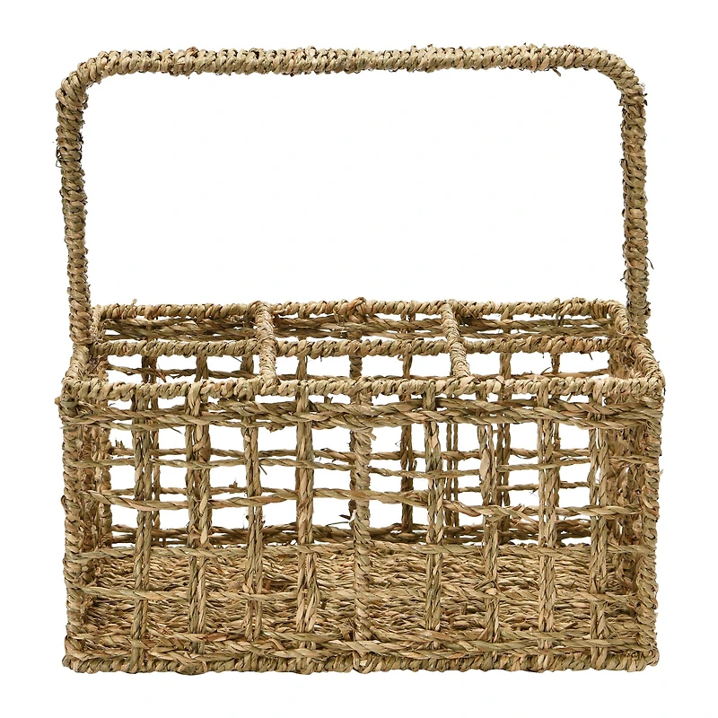 Hello Honey® Natural Handwoven Seagrass 6 Section Caddy with Handle