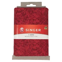 SINGER Red Damask Print Ringspun Cotton Fabric