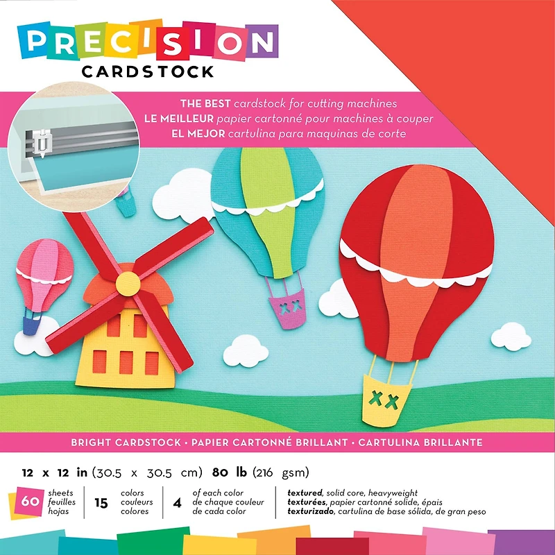 American Crafts™ Precision Bright 12'' x 12'' Textured Cardstock, 60 Sheets