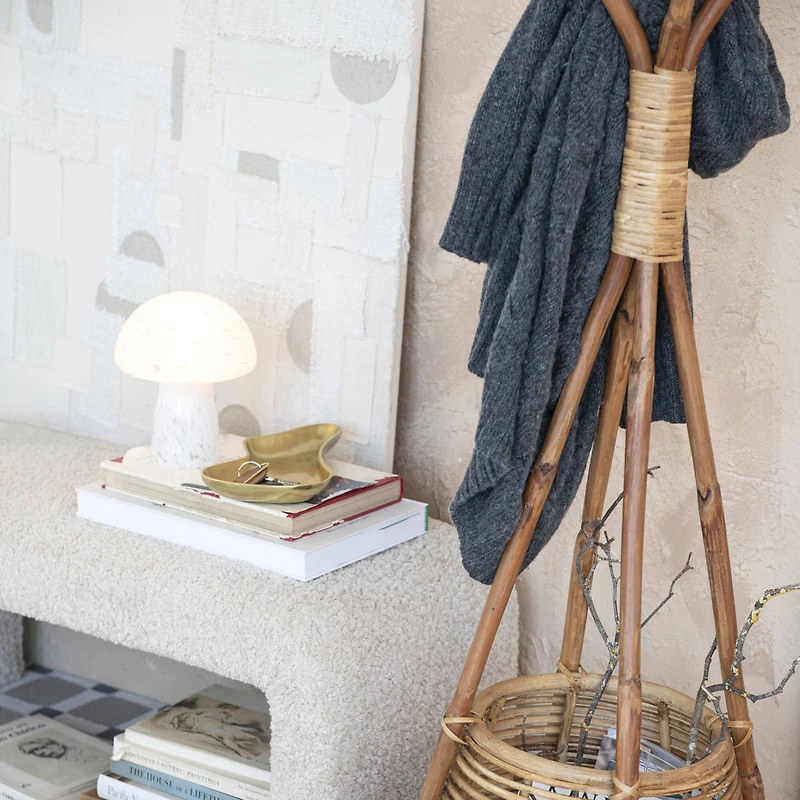 Hello Honey® 30" Fabric Patchwork Wall Hanging with Oak Wood Frame