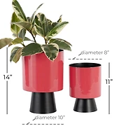 Red & Black Metal Modern Planter Set