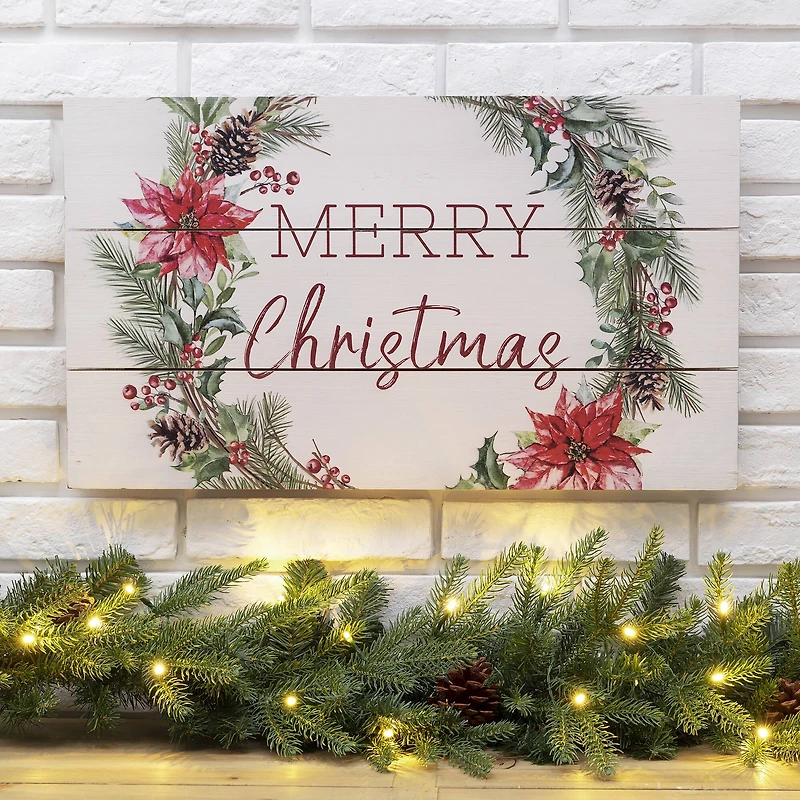 Glitzhome® Wooden Merry Christmas Wall Décor Accent