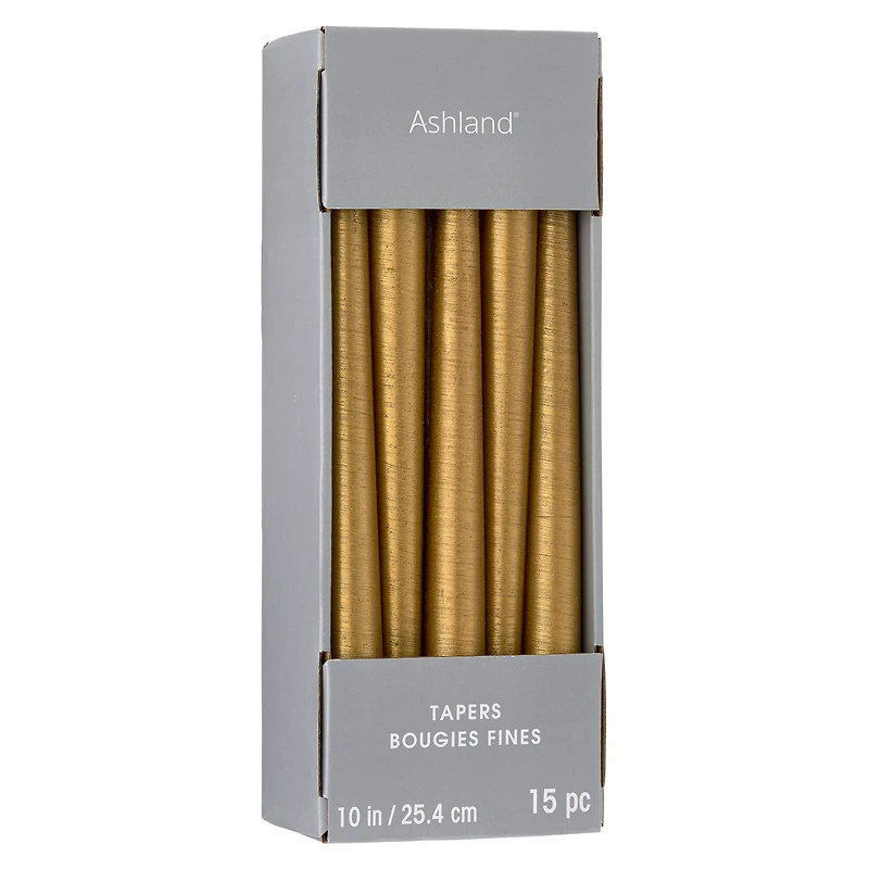 12 Packs: 15 ct. (180 total) Basic Elements™ 10" Gold Taper Candles by Ashland®