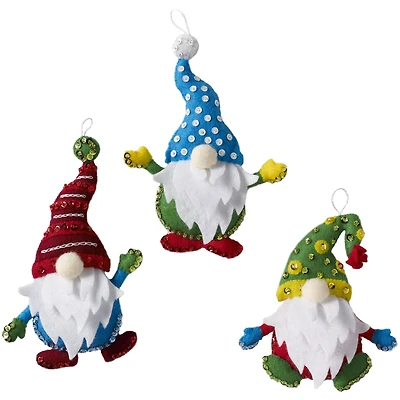 Bucilla® Christmas Gnomes Felt Ornaments Applique Kit Set