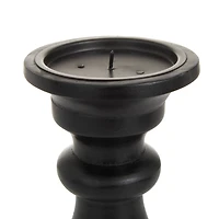 Set of 3 Black Mango Wood Traditional Candle Holders