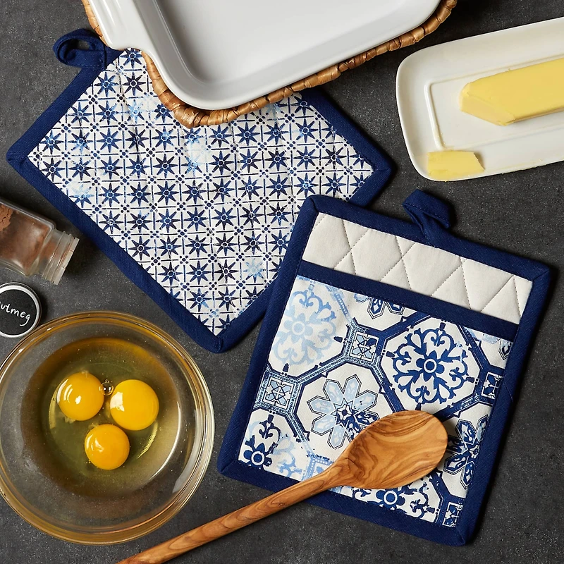 Lisbon Print Kitchen Textiles, 9" x 8", Lisbon Print, 2ct