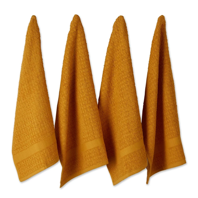 DII® Solid Honey Gold Waffle Terry Dish Towels, 4ct.