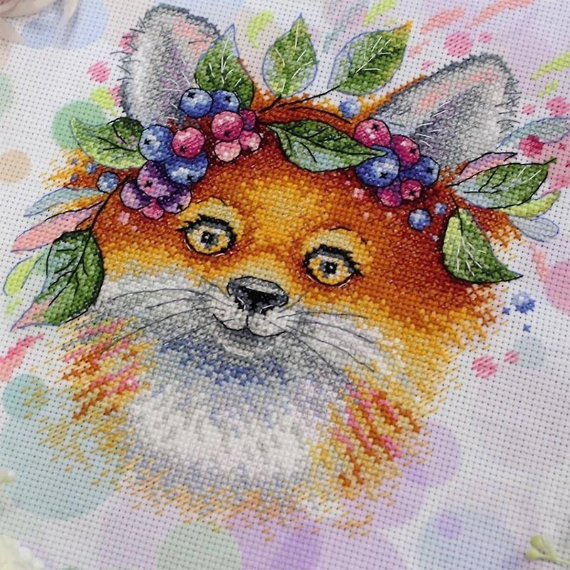 MP Studia Fox With Flowers Cross Stitch Kit