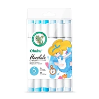 Ohuhu® Honolulu Brush & Chisel Dual Tip Blue Tones Marker Set
