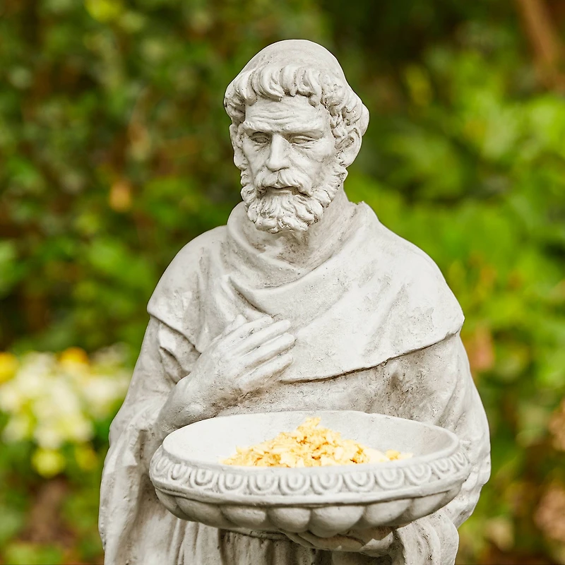Glitzhome® 32.75" St. Francis Garden Statue with Bird Feeder