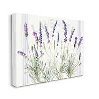 Stupell Industries Lavender Floral Cluster Farmhouse Bistro Stripes Canvas Wall Art