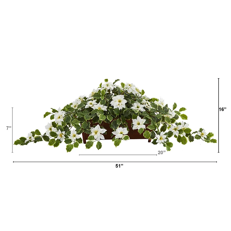51” Poinsettia & Variegated Holly Artificial Plant in Decorative Planter