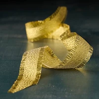 7/8" x 5yd. Gold Metallic Fringe Ribbon by Celebrate It® Classic