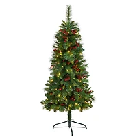 5ft. Pre-Lit Flat Back Montreal Mountain Pine Artificial Christmas Tree, White LED Lights
