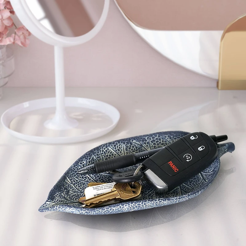 8" Blue Leaf Tabletop Tray