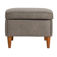 Hello Honey® Atley Ash Gray Vegan Leather Upholstered Modern Storage Ottoman