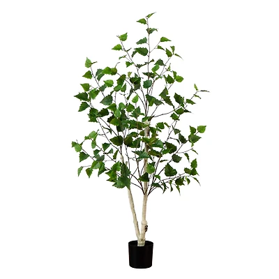 4ft. Potted Green Artificial Birch Tree with Real Touch Leaves