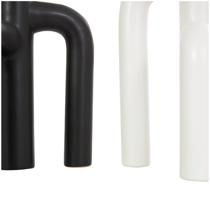 CosmoLiving by Cosmopolitan 10" Black & White Ceramic Abstract 3-Arch Vase Set