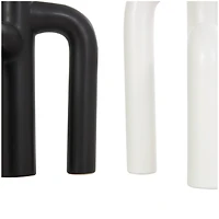 CosmoLiving by Cosmopolitan 10" Black & White Ceramic Abstract 3-Arch Vase Set