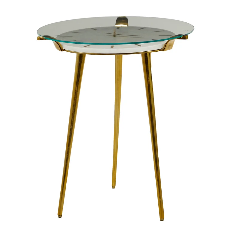 White Aluminum Glam Accent Table, 19" x 20" x 23"