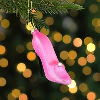 4" Pink High Heel Glittered Glass Christmas Ornament