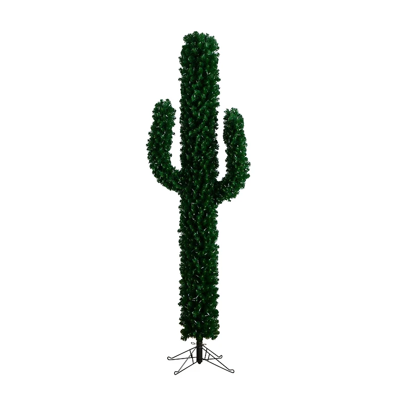 7ft. Pre-Lit Green Cactus Artificial Christmas Tree, Clear Micro LED Lights
