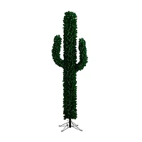 7ft. Pre-Lit Green Cactus Artificial Christmas Tree, Clear Micro LED Lights