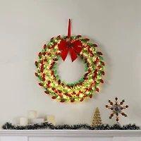 Mr. Christmas 30" Red & Green LED Retro C9 Bulb Wreath