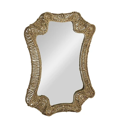Hello Honey® 37.75" Natural Decorative Handwoven Cattail Wall Mirror