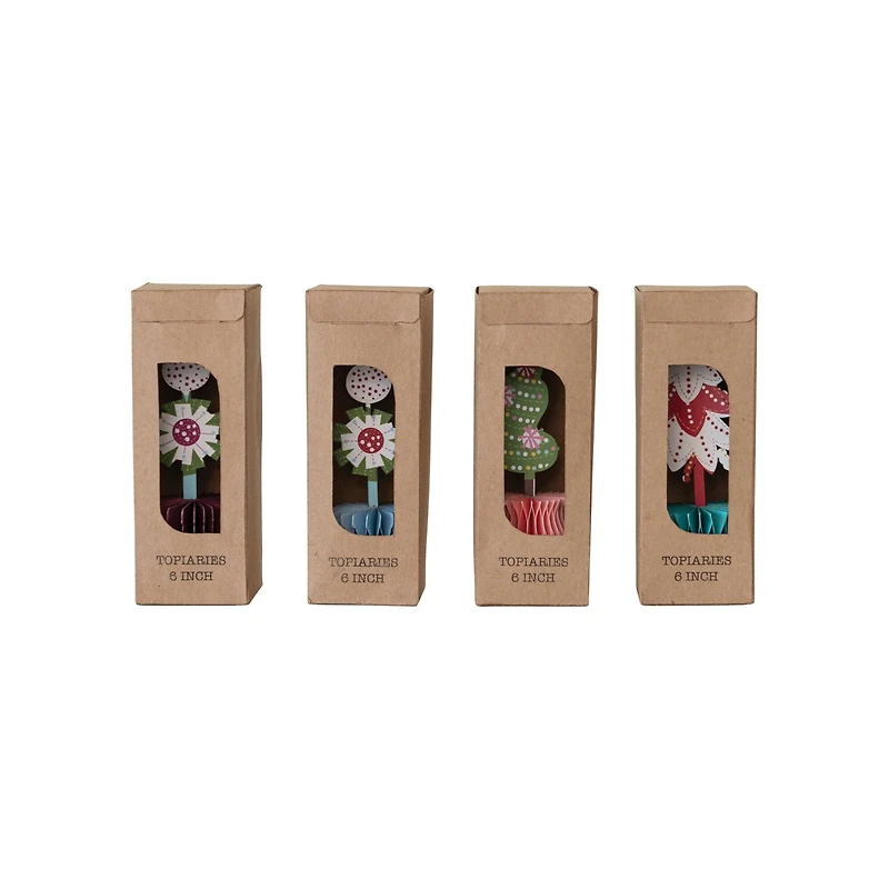 Hello Honey® 6" Printed Paper Folding Honeycomb Topiary with Holiday Design Set