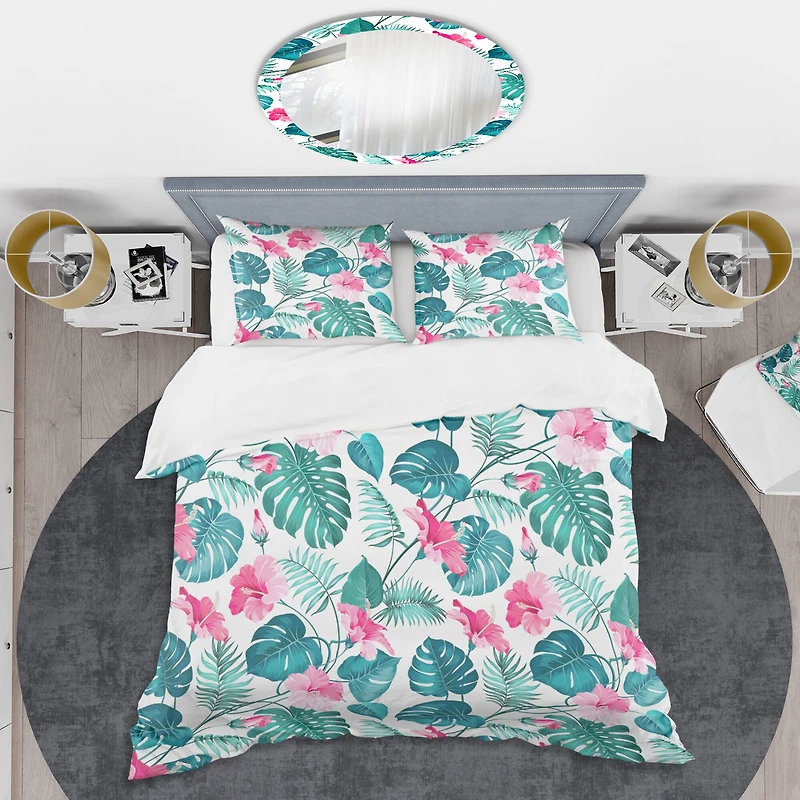 Designart 'Tropical Botanicals And Flowers' Mid-Century Duvet Cover Set