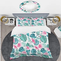 Designart 'Tropical Botanicals And Flowers' Mid-Century Duvet Cover Set