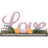 11.25" Love with Flowers Wooden Valentine's Day Sign